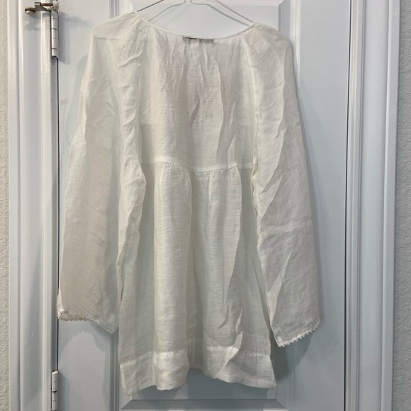 BCBGMaxazria Semi Sheer Peasant Embroidered Blouse Top - Picture 8 of 11